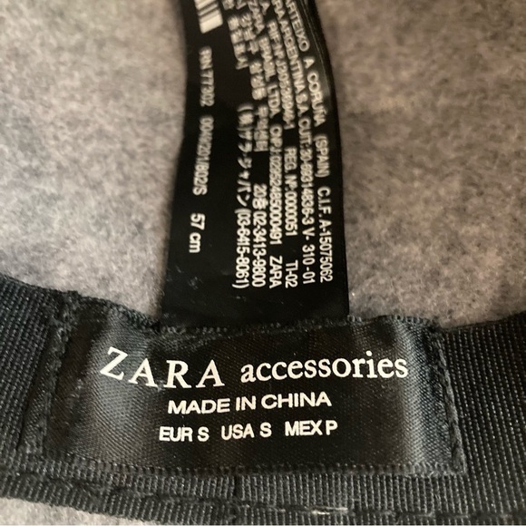 ZARA Sz S or 57 cms 100% Wool Hat Grey with Black Band Like New - Picture 6 of 14